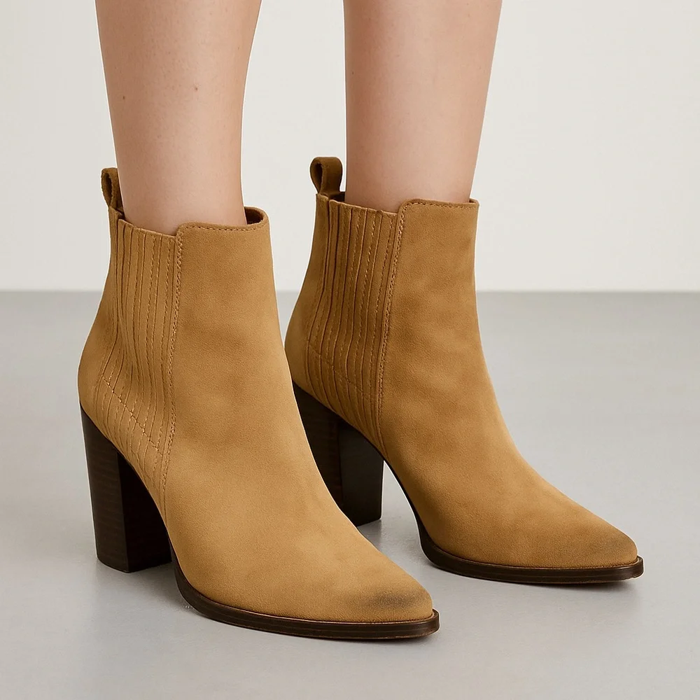 Alias Mae Nubuck Leather Brown Ankle Boots Block Heel Size 39 AU US 8